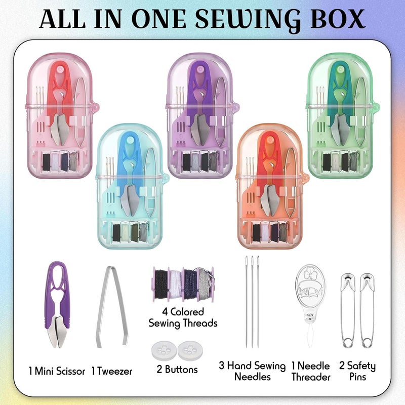 Solsew 10 Pieces Mini Travel Sewing Kit Bulk Portable Small Emergency Sewing Kit Mini Sewing Box for Traveler Hotel Charity Homeless Christmas Stocking Stuffer Gift - Image 2